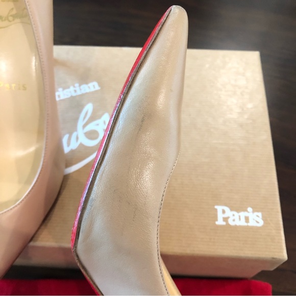 SOLD Christian Louboutin Nude Nappa Leather Decoltish 85 EU Size 38 - Picture 14 of 15